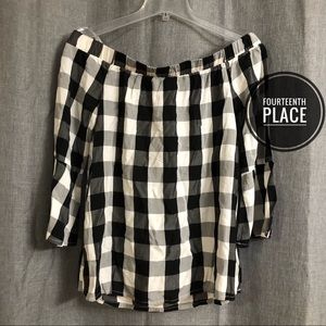 🆕 Fourteenth Place Off-The-Shoulder Gingham Top